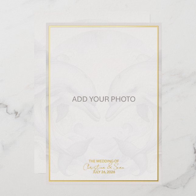 Photo Dolphin Real Foil Wedding Invitation Foil Invitation (Front/Back)