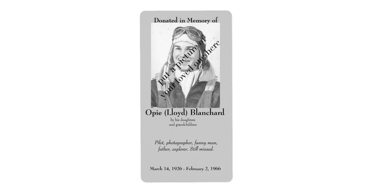 In Memory Of Bookplate