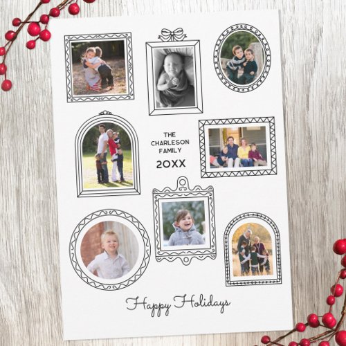Photo Doodle Frame Modern Fun Picture Wall Holiday Card