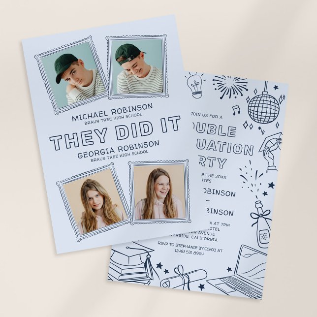 Photo Doodle Joint Graduation Invite Announcement (Creator Uploaded)