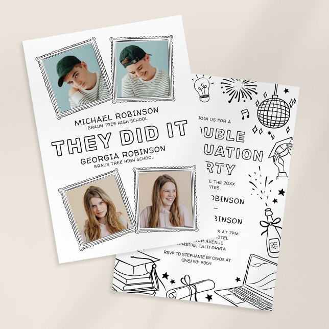 Photo Doodle Joint Graduation Invite Announcement (Creator Uploaded)