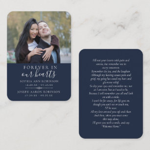 Photo Double Memorial Funeral Blue Prayer Card