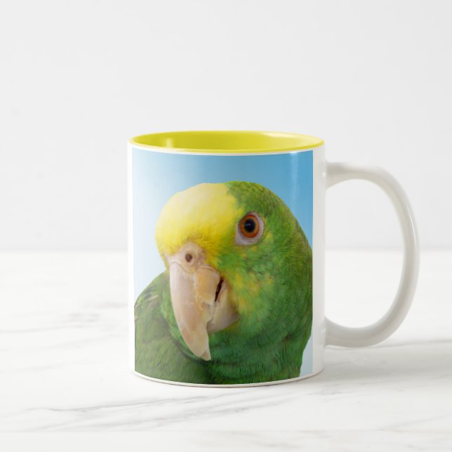 Photo Double Yellow Headed Amazon Parrot Two-Tone Coffee Mug (Right)
