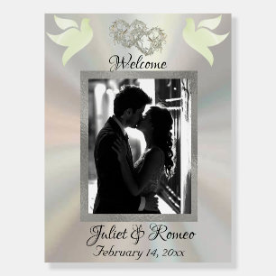 Photo, Doves & Linked Hearts - White Pearl/Silver Foam Board