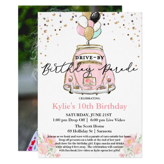 PHOTO - Drive By Birthday Party Invitation