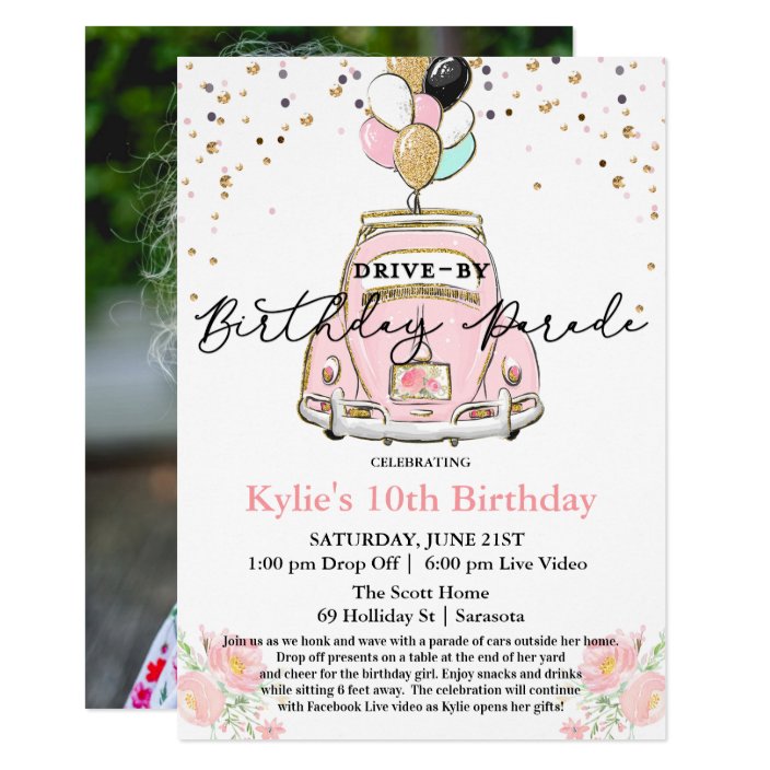 Photo Drive By Birthday Party Invitation Zazzle Com