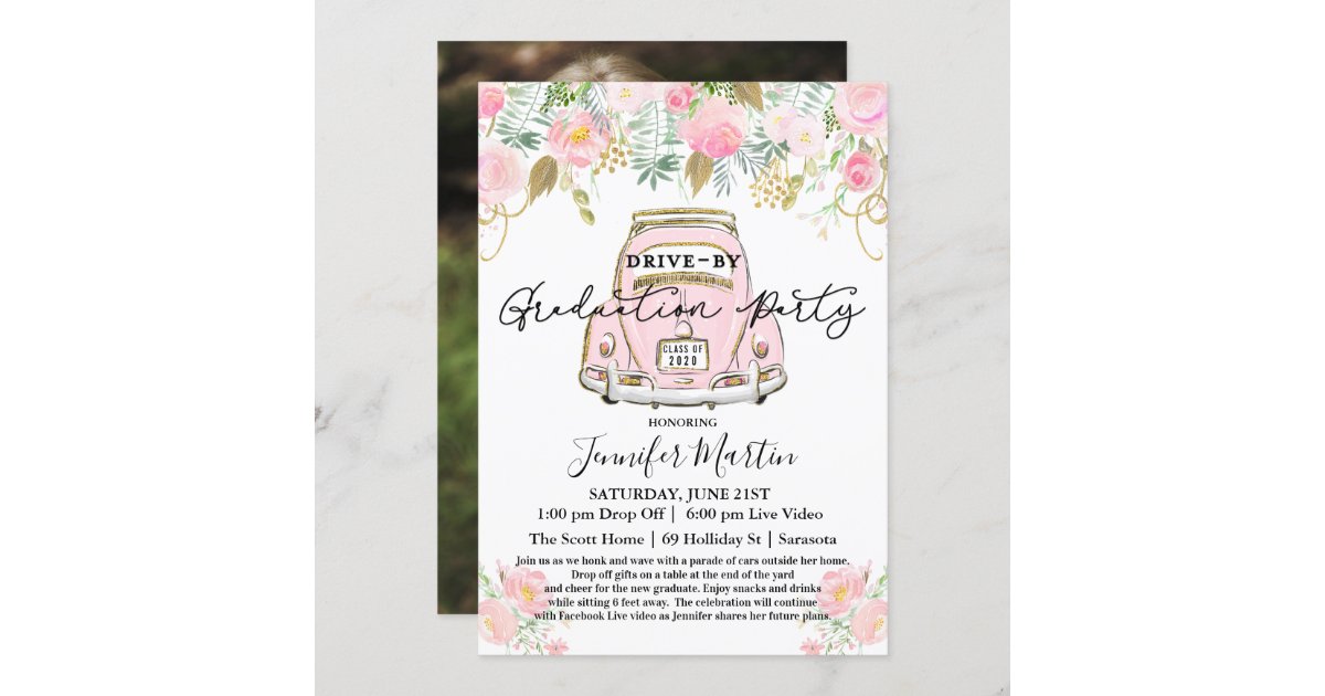 PHOTO - Drive By Graduation Party Virtual Invitation | Zazzle