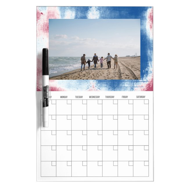 Photo Dry Erase Calendar Patriotic Tie Dye Frame Dry Erase Board (Front)