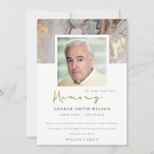 PHOTO DUSKY GREY GOLD AGATE SYMPATHY MEMORIAL THANK YOU CARD