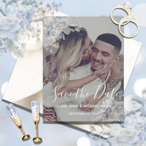 Photo Dusty Blue Floral Wedding Save the Date