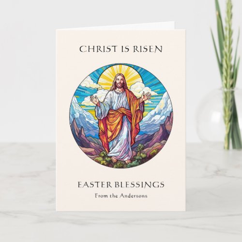 Photo Easter Blessings Religious Jesus  Holiday Card