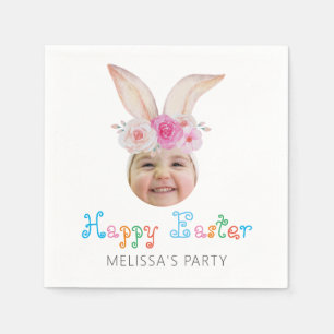 Photo Easter Watercolor Bunny Napkins