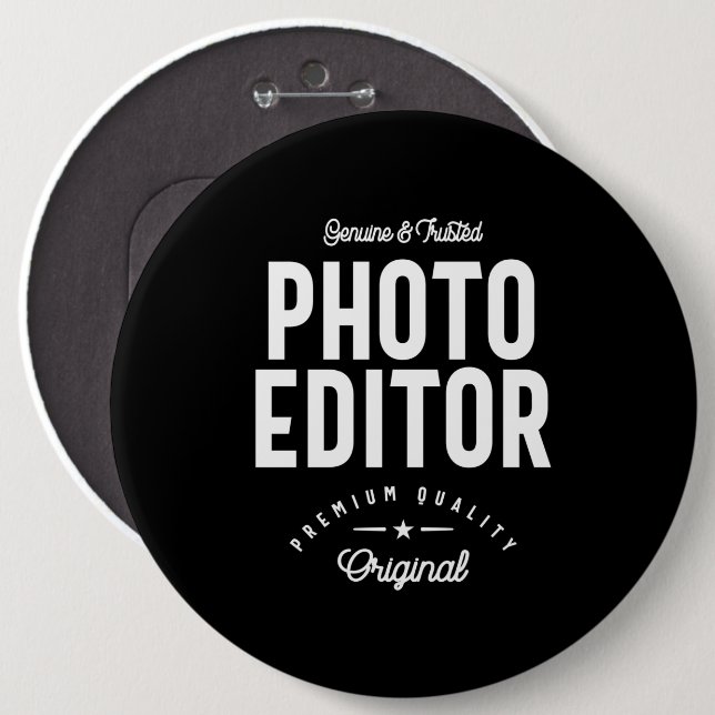 Photo Editor Job Title Gift Button (Front & Back)