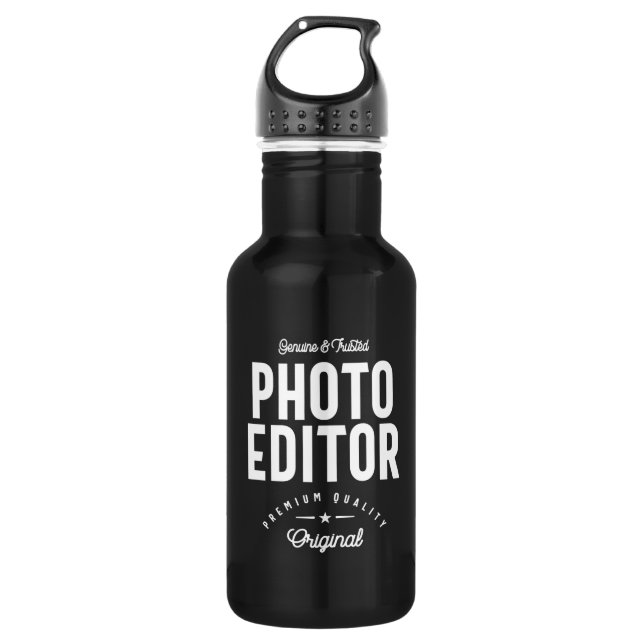 Photo Editor Job Title Gift Stainless Steel Water Bottle (Front)