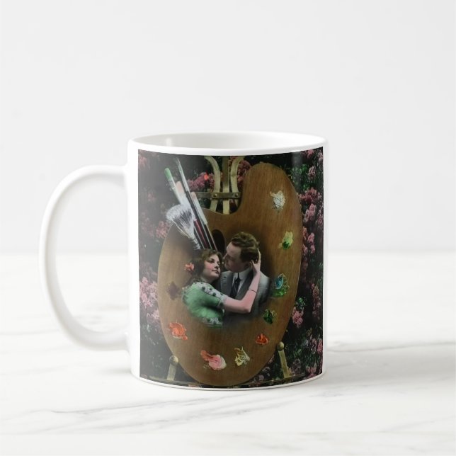Photo EDWARDIAN LOVERS ON ARTISTS PALETTE C1910 Coffee Mug (Left)