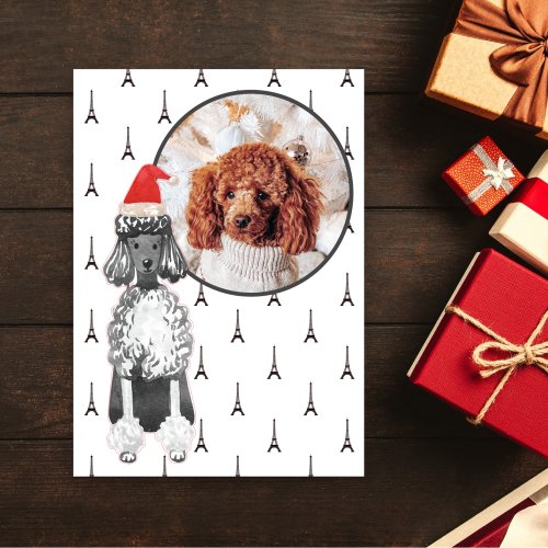 Photo Eiffel Tower Paris Poodle Pet Dog Christmas Holiday Card