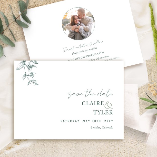 Photo, Elegant and Minimal Green Wedding Save The Date (Creator Uploaded)