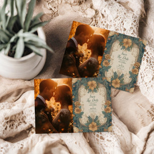 Photo Elegant Art Nouveau Floral Wedding  Save The Date