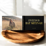 Photo Elegant Bat Mitzvah Foil Guest Book<br><div class="desc">Introducing our Bat Mitzvah guest book,  featuring the heading "Bat Mitzvah" in elegant serif font,  beautifully in real foil. Designed in a minimalist style,  it captures the essence of your special day.</div>