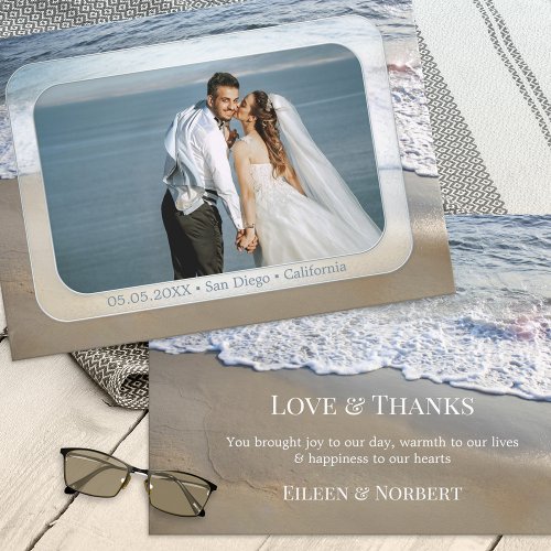 Photo Elegant Beach Wedding Thank You Card
