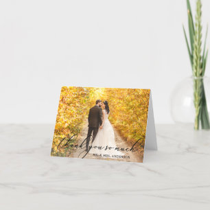 Photo Elegant Beautiful Calligraphy Wedding Note Letterpress Thank You Card