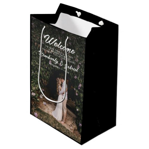 Photo Elegant Black Wedding Welcome Medium Gift Bag