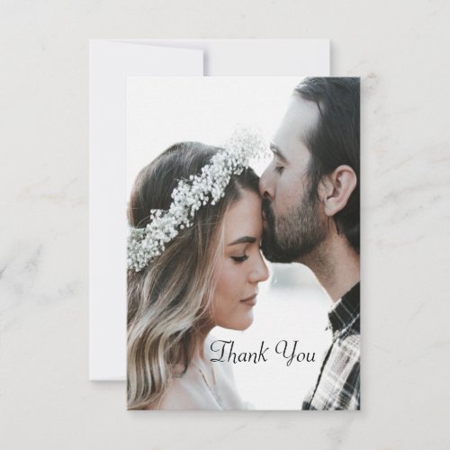 Photo Elegant Calligraphy Wedding Custom  Thank You Card