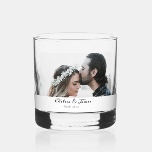 Photo Elegant Calligraphy Wedding Party  Whiskey Glass