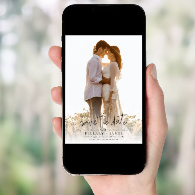 Photo Elegant Calligraphy Wedding Save the Date Invitation (Front Digital)