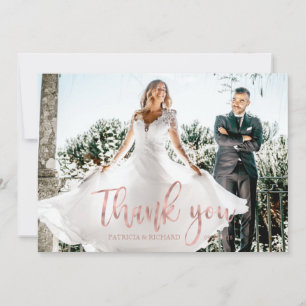 Photo Elegant Calligraphy Wedding Thank You Card