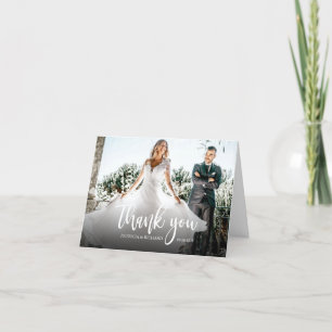 Photo Elegant Calligraphy Wedding Thank You Card