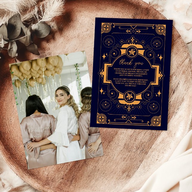 Photo Elegant Celestial Bridal Shower Thank You Card (Creator Uploaded)