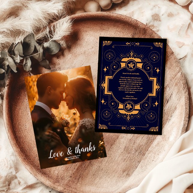 Photo Elegant Celestial Wedding Thank You Card (Creator Uploaded)