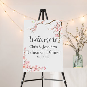 Photo Elegant Cherry Blossom QR Code Rehearsal Foam Board