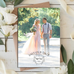 Photo Elegant Crest Monogram Save The Date