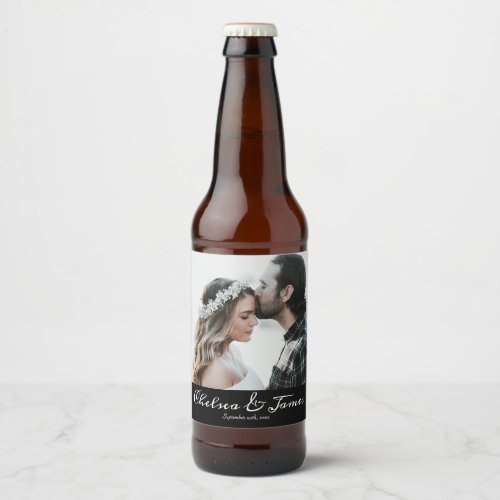 Photo Elegant Custom Calligraphy Wedding  Beer Bottle Label