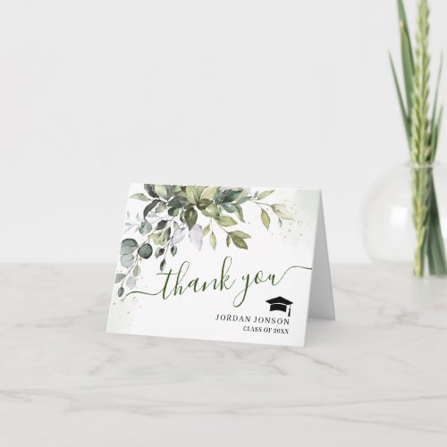 PHOTO Elegant Eucalyptus Greenery Graduation Thank You Card - PHOTO Elegant Eucalyptus Greenery Graduation Thank You Card. 
For further customization, please click the "customize further" link and use our design tool to modify this template. 
If you need help or matching items, please contact me.