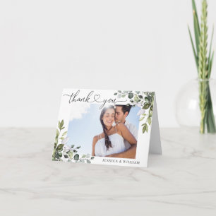 PHOTO Elegant Eucalyptus Greenery Wedding Thank You Card