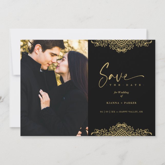 Photo Elegant Fake Golden Filigree Wedding (Front)