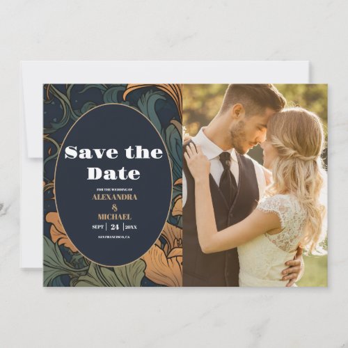 Photo Elegant Floral Art Nouveau Wedding Save The Date