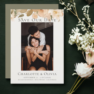 Photo Elegant Floral Save The Date Wedding