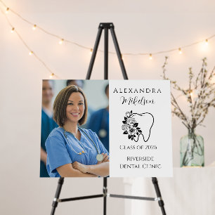 Photo Elegant Floral Tooth Dental Graduation Foam Board