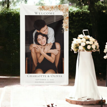 Photo Elegant Floral Welcome Wedding Banner by Ricaso_Wedding at Zazzle