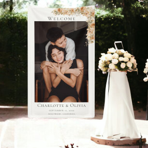 Photo Elegant Floral Welcome Wedding Banner