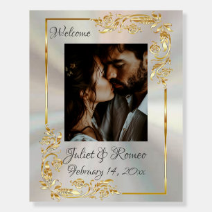 Photo & Elegant Gold Frame on White Pearl Foam Board