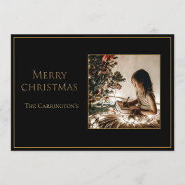 Photo Elegant Gold Merry Christmas Holiday Card