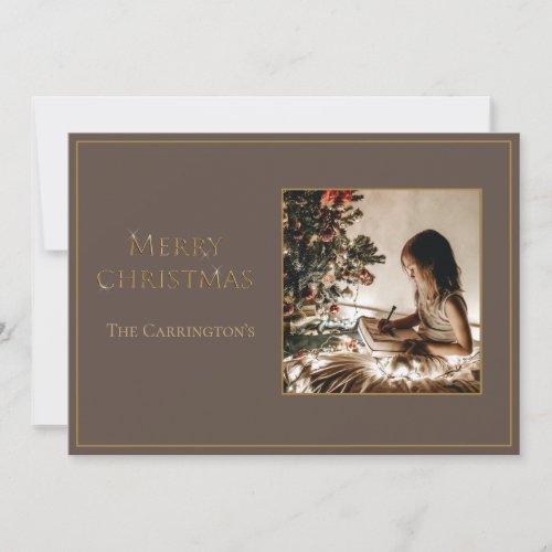 Photo Elegant Gold Merry Christmas Holiday Card