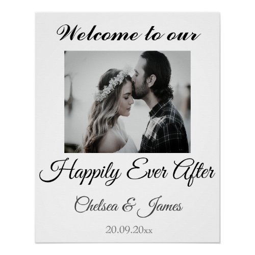 Photo Elegant Happily Ever After Wedding Welcome  Poster