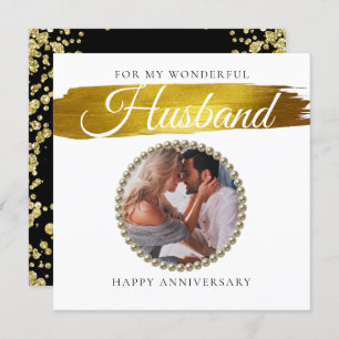 Photo Elegant Husband Wedding Anniversary Card