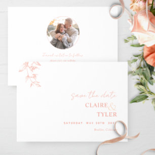 Photo, Elegant, Minimal Blush Pink, Peach Wedding Save The Date